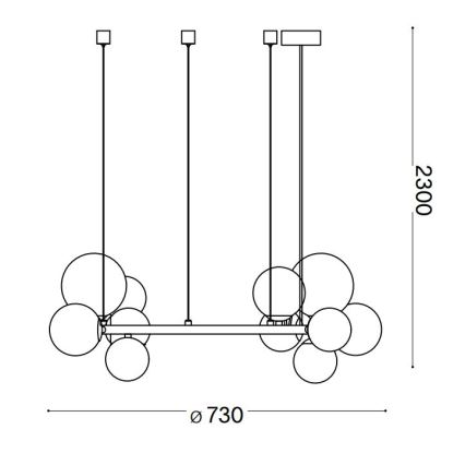 Ideal Lux - LED-kattokruunu vaijerilla PERLAGE 11xG9/3W/230V halkaisija 73 cm kultainen/savunbeige