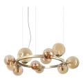 Ideal Lux - LED-kattokruunu vaijerilla PERLAGE 11xG9/3W/230V halkaisija 73 cm kultainen/savunbeige