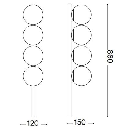 Ideal Lux - LED-kattovalaisin BINOMIO 4xG9/3W/230V musta
