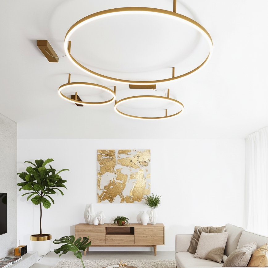 Ideal Lux - LED-kattovalaisin ORACLE SLIM LED/53W/230V 3000K CRI 90 halkaisija 90 cm kultainen