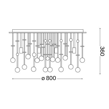 Ideal Lux - LED-kristallikattovalaisin MOONLIGHT 15xG9/3W/230V halkaisija 80 cm kulta