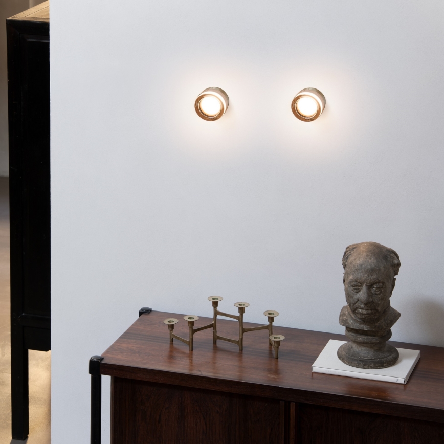 Ideal Lux - LED-kylpyhuoneen kattovalaisin LOLLY 1x GX53/9W/230V Ø 10,5 cm kultainen/savunbeige