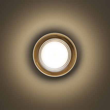 Ideal Lux - LED-kylpyhuoneen kattovalaisin LOLLY 1x GX53/9W/230V Ø 10,5 cm kultainen/savunbeige