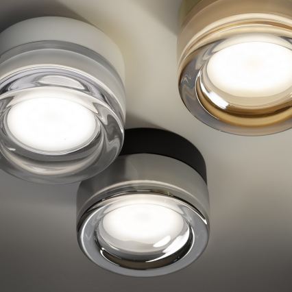 Ideal Lux - LED-kylpyhuoneen kattovalaisin LOLLY 1x GX53/9W/230V Ø 10,5 cm kultainen/savunbeige