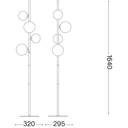 Ideal Lux - LED-lattiavalaisin PERLAGE 4xG9/3W/230V musta/savunmusta