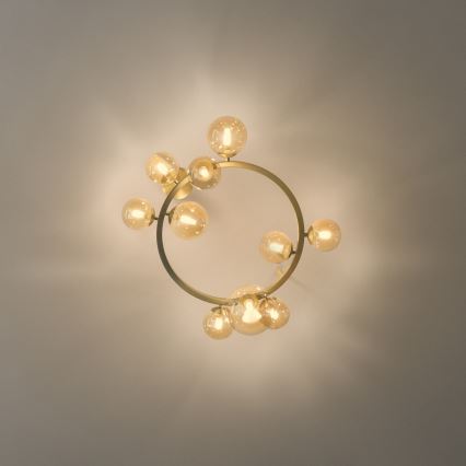 Ideal Lux - LED-pinta-asennettava kattovalaisin PERLAGE 10xG9/3W/230V halkaisija 70 cm kultainen/savunbeige