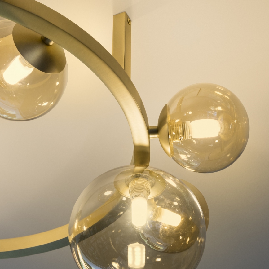 Ideal Lux - LED-pinta-asennettava kattovalaisin PERLAGE 10xG9/3W/230V halkaisija 70 cm kultainen/savunbeige