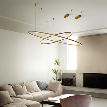 Ideal Lux - LED-riippuvalaisin vaijerilla ORACLE SLIM LED/29W/230V 3000K CRI 90 halkaisija 50 cm kultainen
