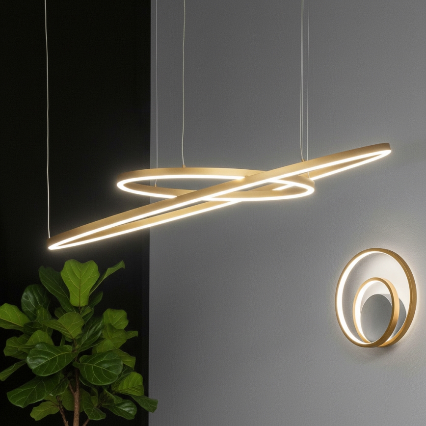 Ideal Lux - LED-riippuvalaisin vaijerilla ORACLE SLIM LED/29W/230V 3000K CRI 90 halkaisija 50 cm kultainen
