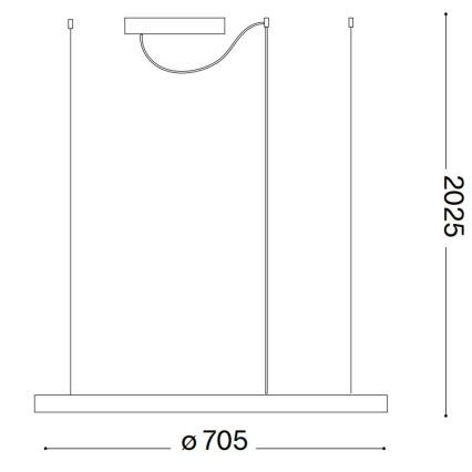 Ideal Lux - LED-riippuvalaisin ORACLE SLIM, 37 W, 230 V, 4000 K, CRI 90, halkaisija 70 cm, valkoinen