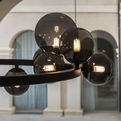 Ideal Lux - LED-riippuvalaisin vaijerilla PERLAGE 14xG9/3W/230V halkaisija 85 cm musta/savunmusta