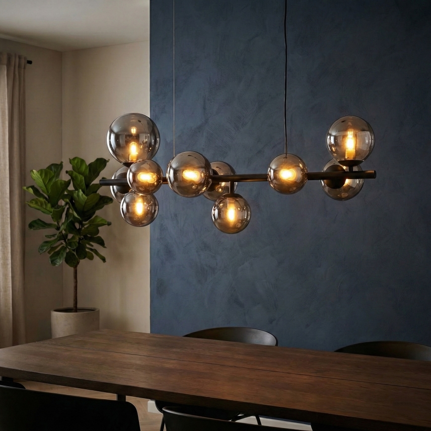 Ideal Lux - LED-riippuvalaisin vaijerilla PERLAGE 10xG9/3W/230V 81 cm musta/savunmusta
