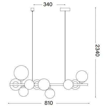 Ideal Lux - LED-riippuvalaisin vaijerilla PERLAGE 10xG9/3W/230V 81 cm musta/savunmusta