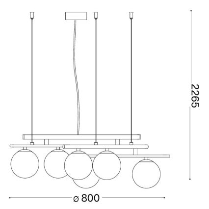 Ideal Lux - LED-riippuvalaisin vaijerilla ATLAS 6xG9/3W/230V kultainen