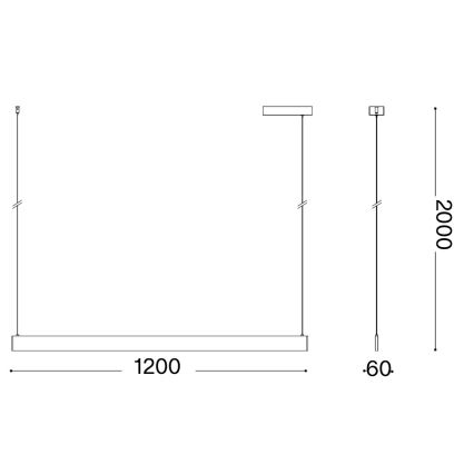 Ideal Lux - LED-riippuvalaisin vaijerilla DESK ACCENT LED/36W/230V CRI 90 120 cm musta