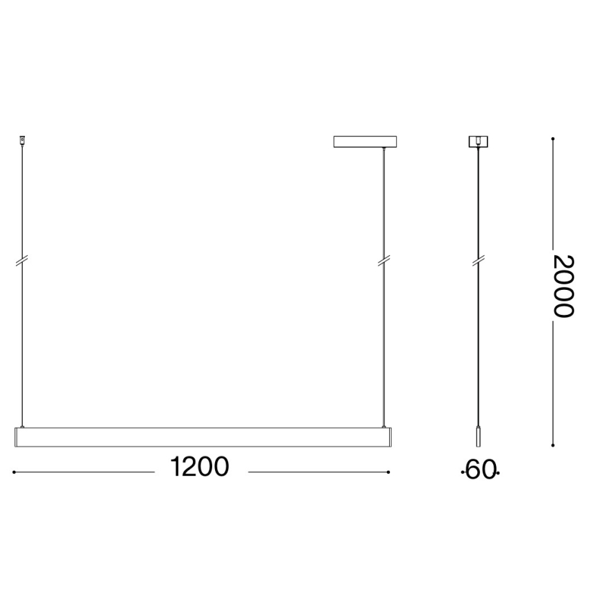 Ideal Lux - LED-riippuvalaisin vaijerilla DESK WIDE LED/36W/230V CRI 90 120 cm musta