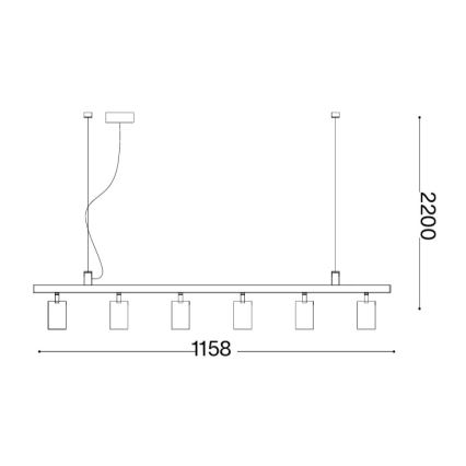 Ideal Lux - LED-riippuvalaisin vaijerilla DYNAMITE 6xGU10/7W/230V CRI 90 messinki