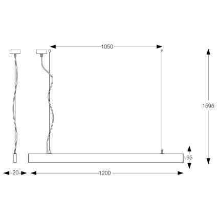 Ideal Lux - LED-riippuvalaisin vaijerilla LINUS LED/32W/230V 4000K CRI 90 120 cm musta