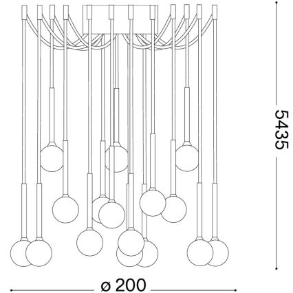 Ideal Lux - LED-riippuvalaisin vaijerilla LUCCIOLA 16xLED/16W/230V CRI 90, hämähäkinmuotoinen, messinki