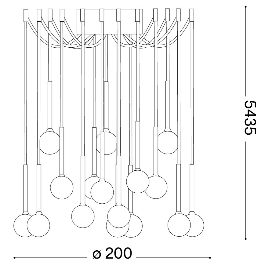 Ideal Lux - LED-riippuvalaisin vaijerilla LUCCIOLA 16xLED/16W/230V CRI 90 hämähäkinmuotoinen musta
