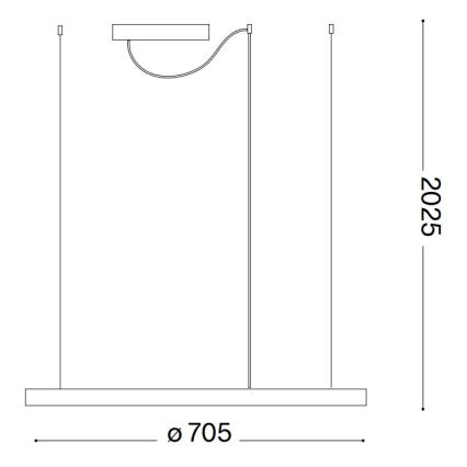 Ideal Lux - LED-riippuvalaisin kaapelilla ORACLE SLIM LED/37W/230V 2700K CRI 90 halkaisija 70 cm valkoinen