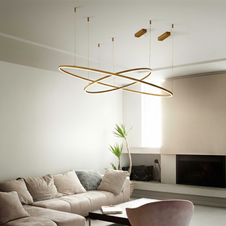 Ideal Lux - ORACLE SLIM LED-riippuvalaisin kaapelikiinnityksellä, 37 W, 230 V, 3000 K, CRI 90, halkaisija 70 cm, kultainen