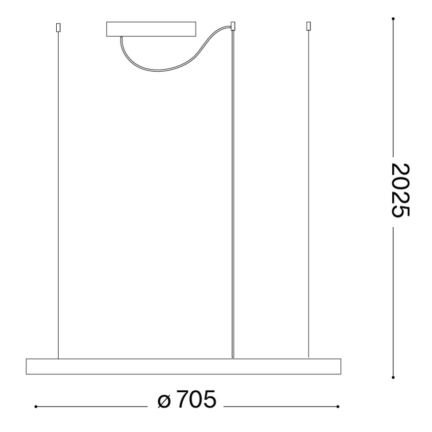 Ideal Lux - ORACLE SLIM LED-riippuvalaisin kaapelikiinnityksellä, 37 W, 230 V, 3000 K, CRI 90, halkaisija 70 cm, kultainen