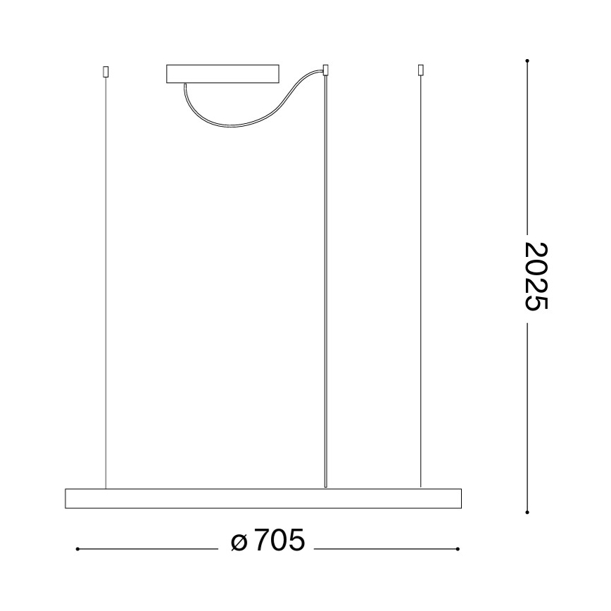 Ideal Lux - ORACLE SLIM LED-kattokruunu kaapelilla, 37W/230V, 3000K, CRI 90, Ø 70 cm, kultainen