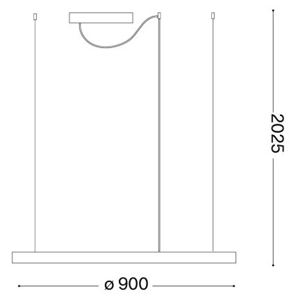 Ideal Lux - LED-riippuvalaisin vaijerilla ORACLE SLIM LED/53W/230V 3000K CRI 90 halkaisija 90 cm kultainen