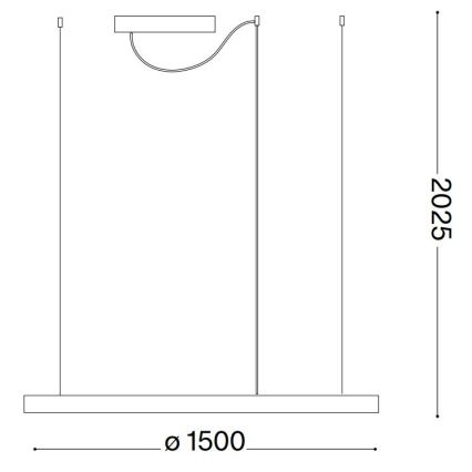 Ideal Lux - LED-himmennettävä riippuvalaisin vaijerilla ORACLE SLIM LED/77W/230V 3000K CRI 90 Ø 150 cm valkoinen