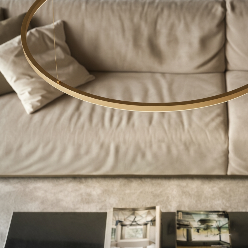 Ideal Lux - LED-riippuvalaisin vaijerilla ORACLE SLIM LED/81W/230V 3000K CRI 90 halkaisija 150 cm kullanvärinen