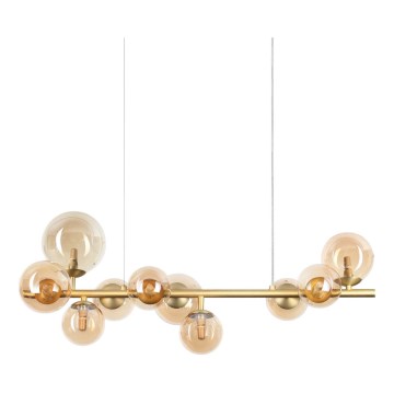 Ideal Lux - LED-riippuvalaisin vaijerilla PERLAGE 10xG9/3W/230V 81 cm kultainen/savunbeige