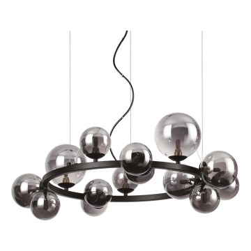 Ideal Lux - LED-riippuvalaisin vaijerilla PERLAGE 14xG9/3W/230V halkaisija 85 cm musta/savunmusta