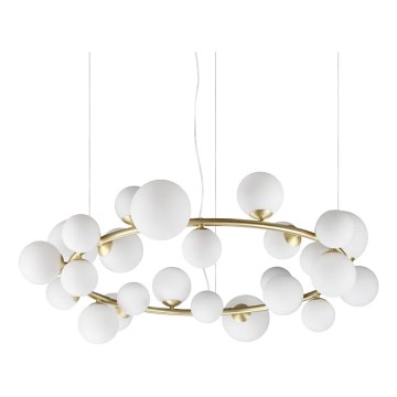 Ideal Lux - LED-riippuvalaisin vaijerilla PERLAGE 25xG9/3W/230V 110 cm kultainen/valkoinen