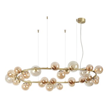 Ideal Lux - LED-riippuvalaisin vaijerilla PERLAGE 30xG9/3W/230V 143 cm kultainen/savunbeige