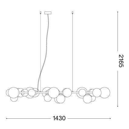 Ideal Lux - LED-riippuvalaisin vaijerilla PERLAGE 30xG9/3W/230V 143 cm kultainen/savunbeige