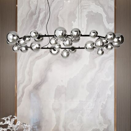 Ideal Lux - LED-riippuvalaisin vaijerilla PERLAGE 30xG9/3W/230V 143 cm musta/savunmusta