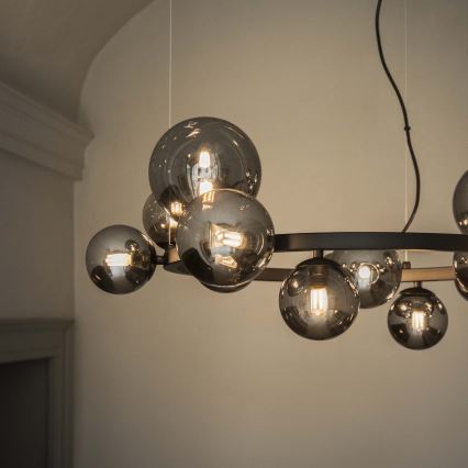 Ideal Lux - LED-riippuvalaisin vaijerilla PERLAGE 30xG9/3W/230V 143 cm musta/savunmusta