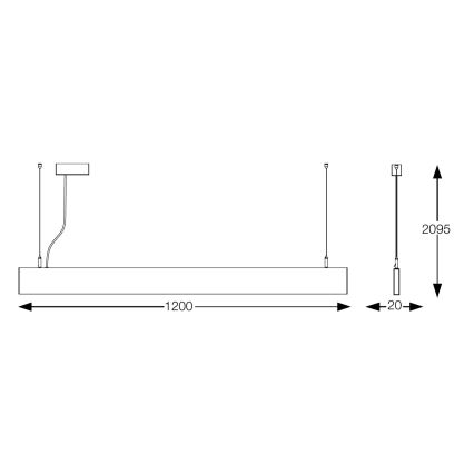 Ideal Lux - LED-riippuvalaisin vaijerilla STEEL LED/29W/230V 3000K CRI 90 120 cm valkoinen