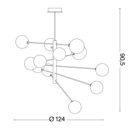 Ideal Lux - LED-riipuskattokruunu EQUINOXE 12xG4/2W/230V halkaisija 124 cm kiiltävä kromi/läpinäkyvä