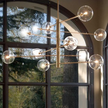 Ideal Lux - LED-riipuskattokruunu EQUINOXE 12xG4/2W/230V halkaisija 124 cm messinki/läpinäkyvä