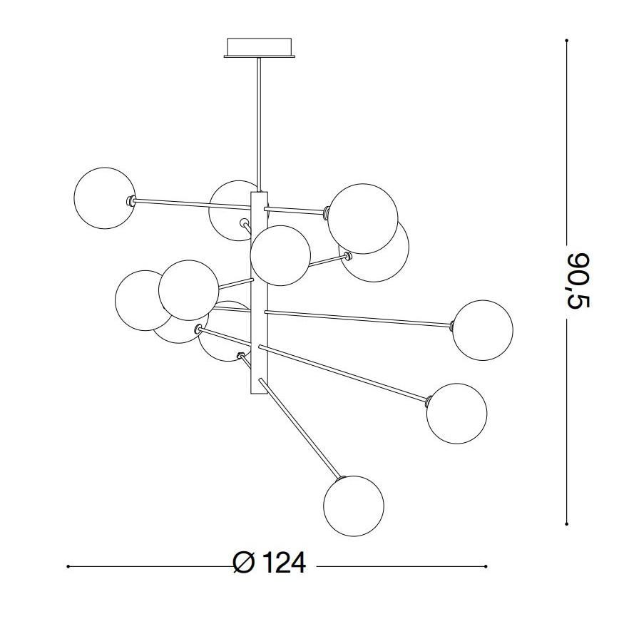 Ideal Lux - LED-riipuskattokruunu EQUINOXE 12xG4/2W/230V halkaisija 124 cm messinki/läpinäkyvä