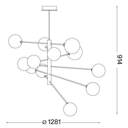 Ideal Lux - LED-riipuskattokruunu EQUINOXE 12xG4/2W/230V halkaisija 128,1 cm messinki/savuinen