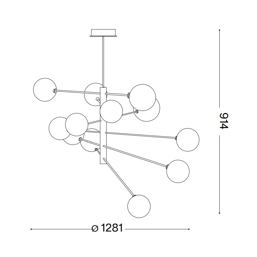 Ideal Lux - LED-riipuskattokruunu EQUINOXE 12xG4/2W/230V halkaisija 128,1 cm messinki/savuinen