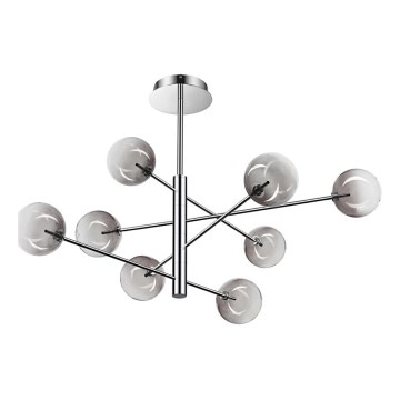 Ideal Lux - LED-riipuskattokruunu EQUINOXE 8xG4/2W/230V halkaisija 128 cm kiiltävä kromi/savuinen