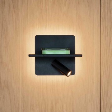 Ideal Lux - LED-seinäspotti PIANO LED/10W/230V CRI 90 USB musta