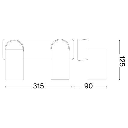 Ideal Lux - LED-seinäspotti RUDY 2xGU10/7W/230V CRI 90 musta