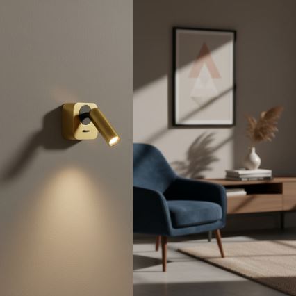 Ideal Lux - LED-seinävalaisin BEAN LED/3W/230V CRI 90 kulta