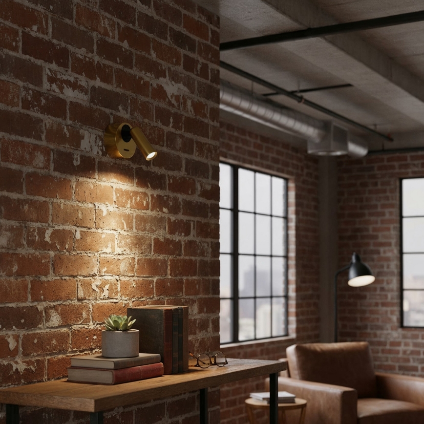 Ideal Lux - LED-seinävalaisin BEAN LED/3W/230V CRI 90 messinki