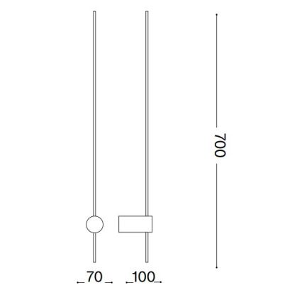Ideal Lux - LED-seinävalaisin ESSENCE LED/12W/230V 2700K 70 cm CRI 90 musta